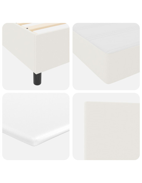 Letto Box Spring  con Materasso e Luce LED Panna 140x200 cm Tessuto in corduroy
