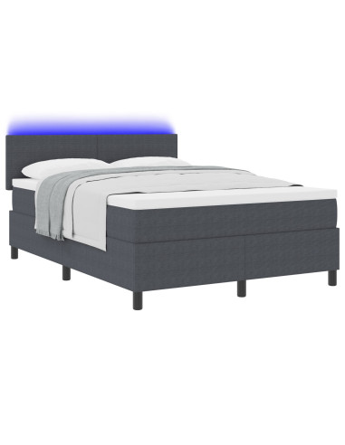 Letto a Sorgente LED Grigio Scuro e Bianco 140 x 200 cm