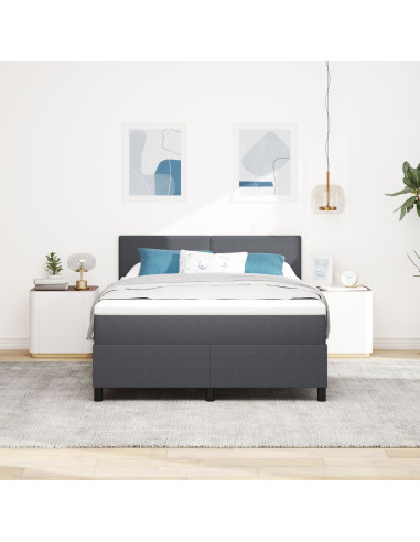 Letto a Sorgente LED Grigio Scuro e Bianco 140 x 200 cm