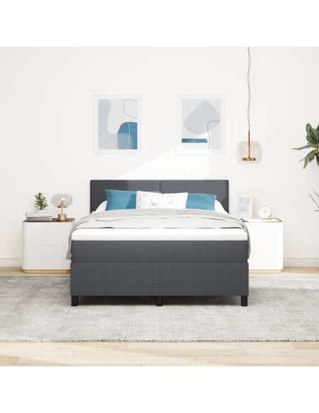 Letto con Rete a Doghe  con Materasso & Luce LED Grigio Scuro 140x200 cm Tessuto in Velluto