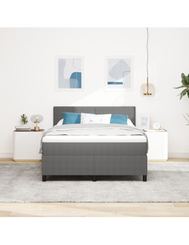 Letto a Sorgente LED Grigio chiaro e bianco 140 x 200 cm