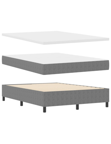 Letto a molle con testiera Grigio chiaro e bianco 160 x 200 cm