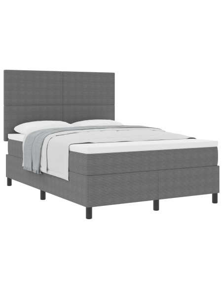 Letto con Box Spring e Materasso Grigio Chiaro 160x200 cm Tessuto a Costine