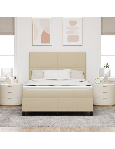 Letto a Molle con Materasso Beige 140x200 cm Tessuto di Corduroy