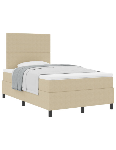 Letto Box Spring con Materasso Verde Chiaro Grigio 120x200 cm Tessuto a Coste