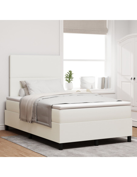 Letto con Box Spring e Materasso Crema 120x200 cm Tessuto in Corduroy