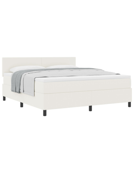 Letto a Box Spring con Crema per Materasso Super King Tessuto Corduroy