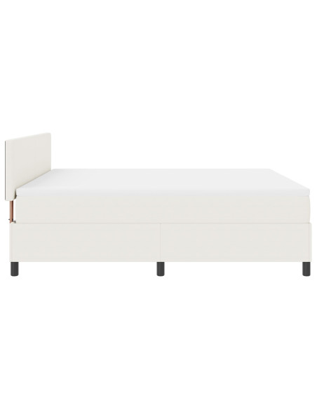 Letto a Box Spring con Crema per Materasso Super King Tessuto Corduroy