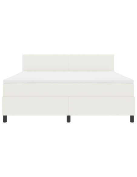 Letto a Box Spring con Crema per Materasso Super King Tessuto Corduroy