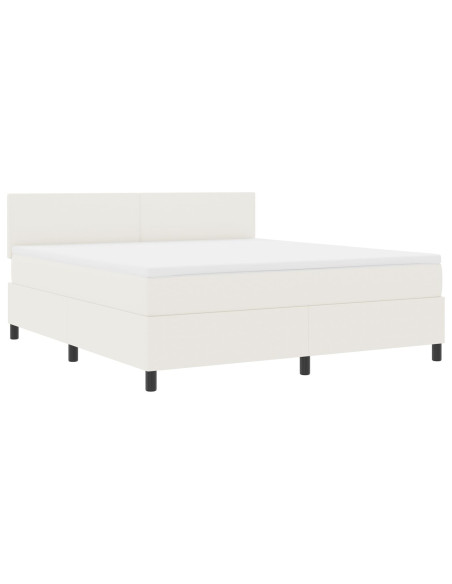 Letto a Box Spring con Crema per Materasso Super King Tessuto Corduroy