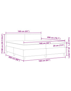 Letto a molle Crema e Bianco 160 x 200 cm Tessuto in Cords 2