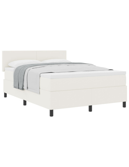 Letto a molle  con materasso crema 160x200 cm in tessuto di velluto a coste