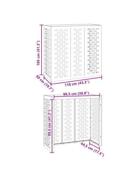 Copertura per condizionatore d'aria  110x50x105 cm in acciaio inox