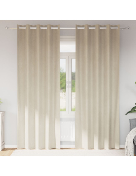 Tende oscuranti con occhielli 2 pezzi in velluto panna