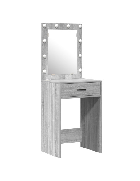 Set da Toeletta a 2 pezzi con LED in legno ingegnerizzato grigio sonoma