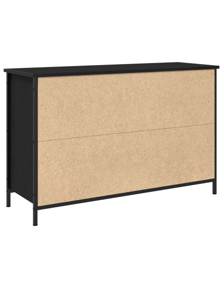 Mobile TV  Rovere Nero 101x35x65 cm Legno Ingegnerizzato e Acciaio