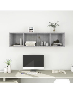 Mobile TV Parete Grigio Cemento 37x37x142,5cm Legno Multistrato