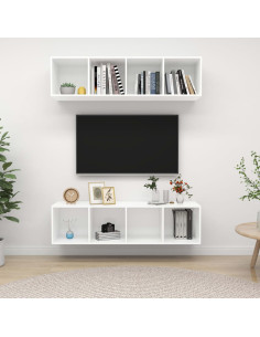 Mobile TV a Parete 2 pz Bianco in Truciolato