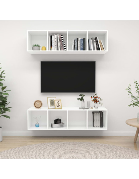Mobile TV a Parete 2 pz Bianco in Truciolato