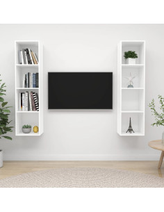 Mobile TV a Parete 2 pz Bianco in Truciolato