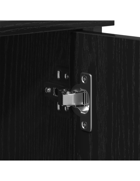 Mobile TV  Rovere Nero 101x35x65 cm Legno Ingegnerizzato e Acciaio