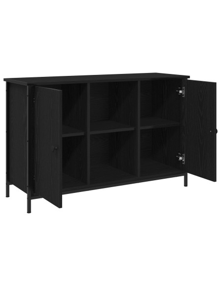 Mobile TV  Rovere Nero 101x35x65 cm Legno Ingegnerizzato e Acciaio