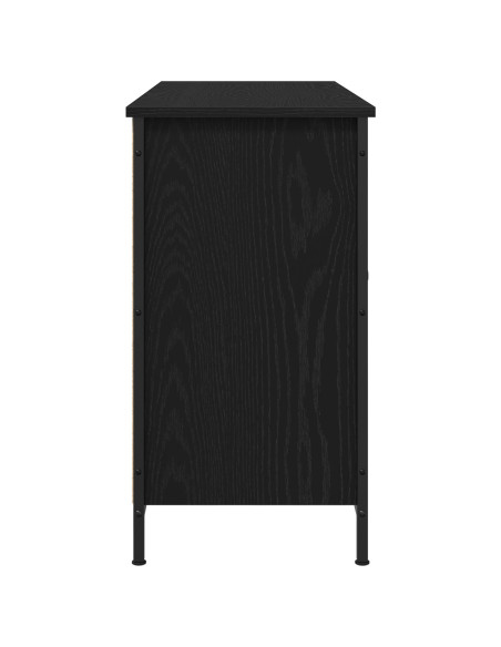 Mobile TV  Rovere Nero 101x35x65 cm Legno Ingegnerizzato e Acciaio