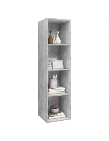 Mobile TV Parete Grigio Cemento 37x37x142,5cm Legno Multistrato