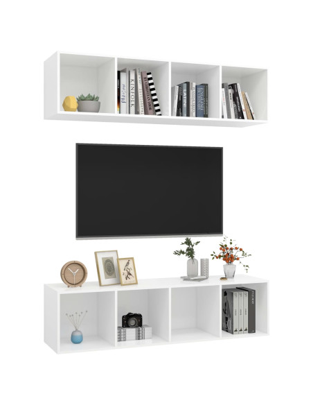 Mobile TV a Parete 2 pz Bianco in Truciolato