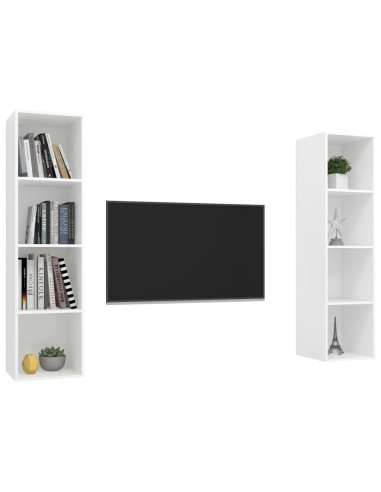 Mobile TV a Parete 2 pz Bianco in Truciolato