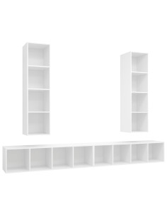 Mobile TV a Parete 4 pz Bianco in Truciolato 2