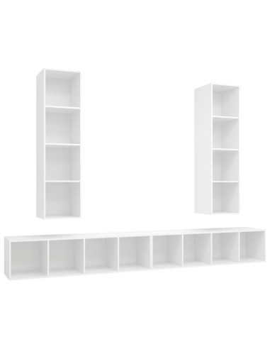 Mobile TV a Parete 4 pz Bianco in Truciolato