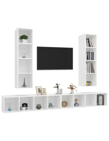 Mobile TV a Parete 4 pz Bianco in Truciolato