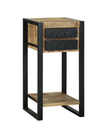 Tavolini  Legno naturale e nero Legno massello di mango, Metallo