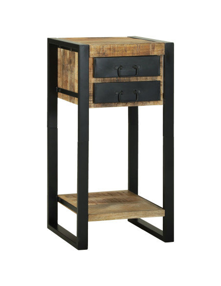 Tavolini  Legno naturale e nero Legno massello di mango, Metallo