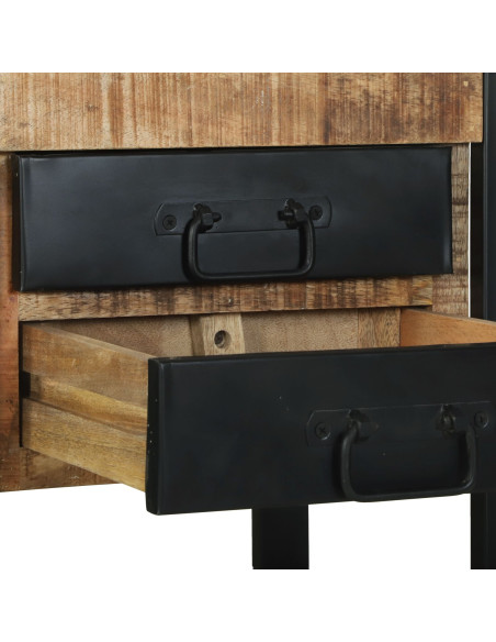 Tavolini  Legno naturale e nero Legno massello di mango, Metallo