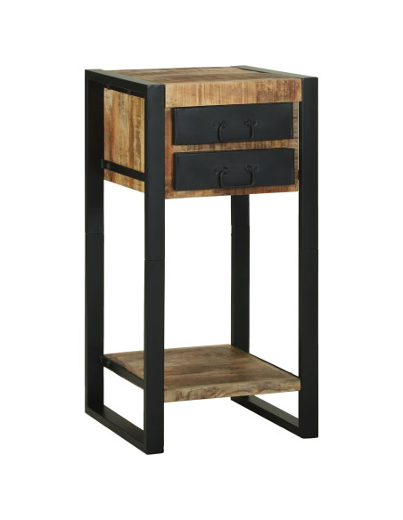 Tavolini  Legno naturale e nero Legno massello di mango, Metallo
