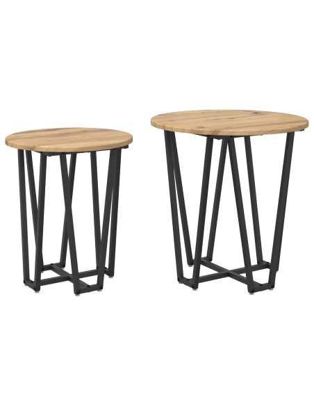 Set tavolini 2 pcs Rovere Artigianale e Nero