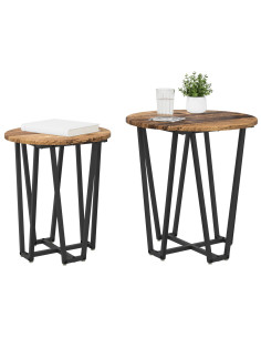 Set tavolini 2 pcs Legno Antico e Nero 2