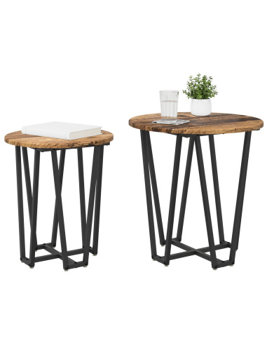 Set tavolini 2 pcs Legno Antico e Nero