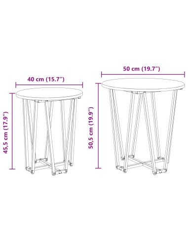 Set tavolini 2 pcs Grigio Sonoma e Nero