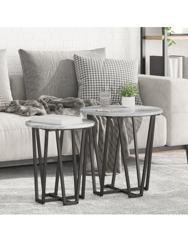 Set tavolini 2 pcs Grigio Sonoma e Nero