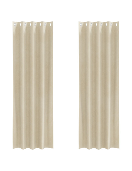 Tende oscuranti  con occhielli 2 pezzi in velluto crema