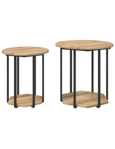 Set tavolini con lo scaffale 2 pcs Marrone 2