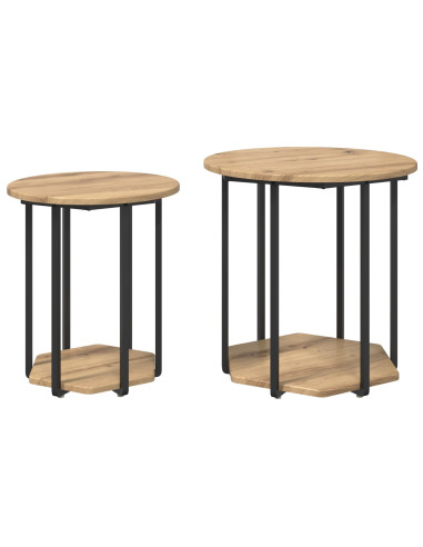 Set tavolini con lo scaffale 2 pcs Marrone