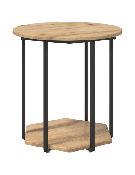 Set di 2 Tavolini in Legno ingegnerizzato Rovere e Metallo