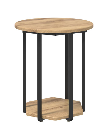 Set di 2 Tavolini in Legno ingegnerizzato Rovere e Metallo