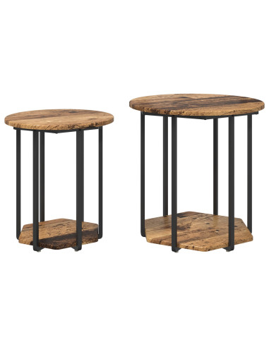 Set tavolini con lo scaffale 2 pcs Marrone
