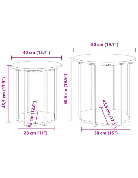 Set tavolini con lo scaffale 2 pcs Marrone