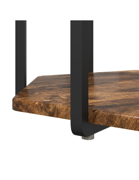 Tavolino 2 pz Rovere Affumicato in Legno Compatto e Metallo